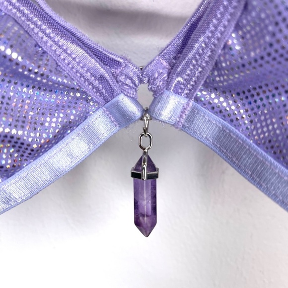 Dolls Kill Zenned Out Pisces Charm Bra Purple Amethyst Horoscopez - Picture 6 of 11
